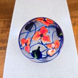 Robert Olma 1995 Floral Glass Paperweight